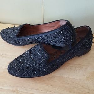 Sam Edelman 8.5 black Spiked sequined loafers